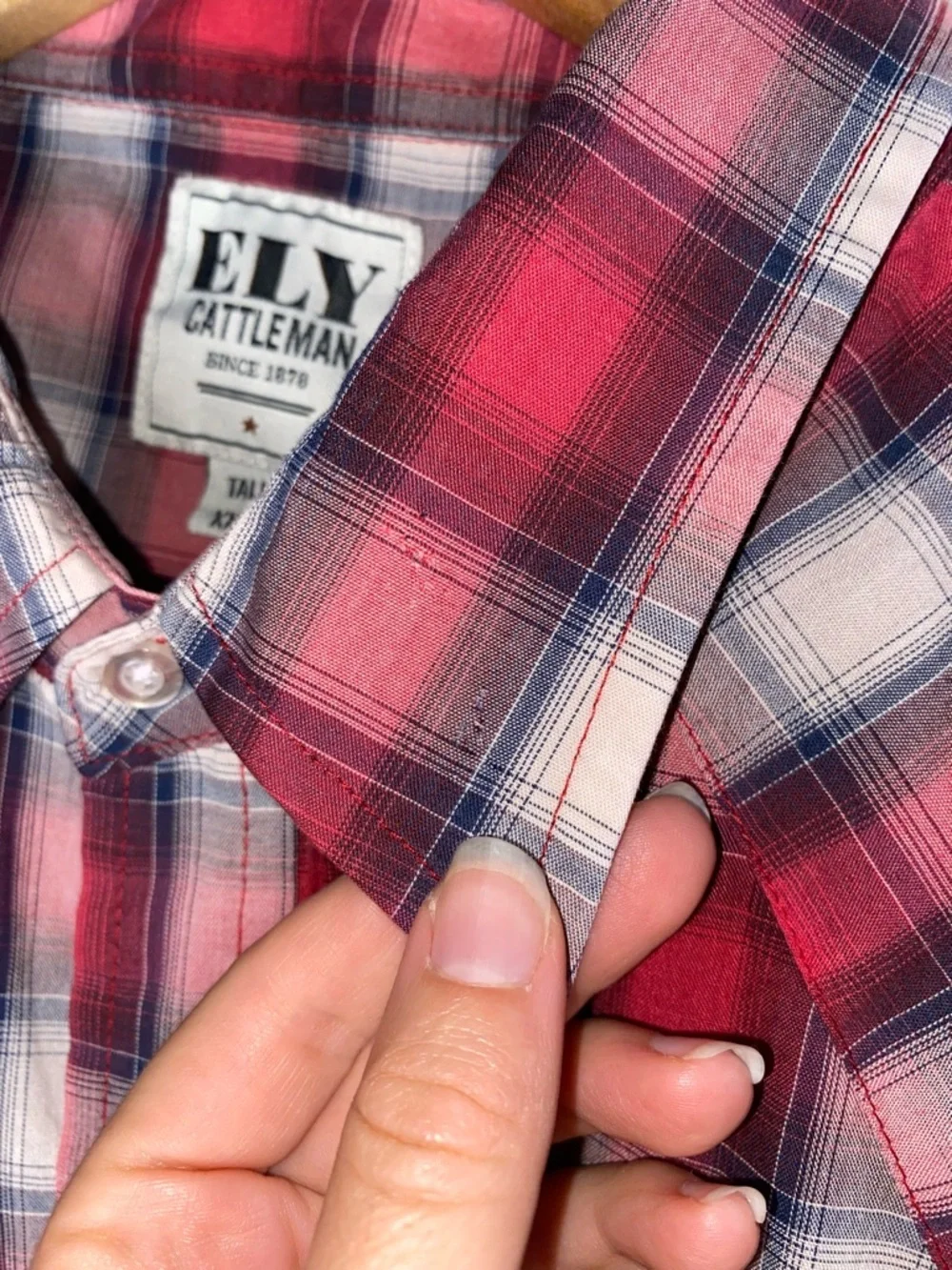 Ely Cattleman Red Plaid Short-Sleeve Western Shirt, Line Dancing - Picture 5 of 7